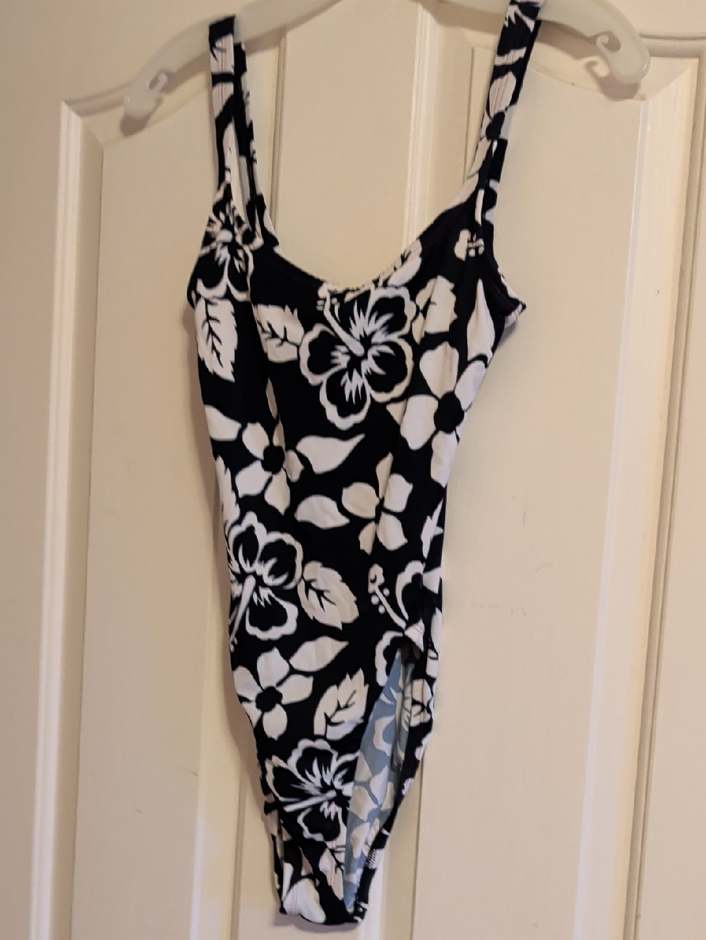 Tommy Hilfiger Black and White Floral One-Piece Swimsuit